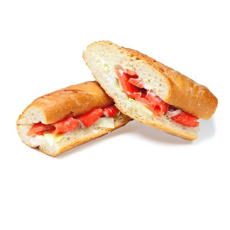 Vegatarian fresh vegetable pita with fish on the white backgroundの写真素材