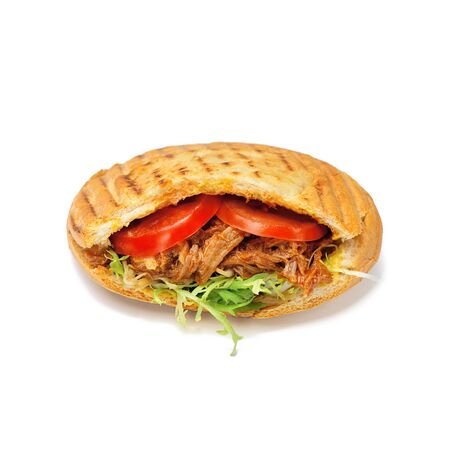 Vegatarian fresh vegetable pita on the white backgroundの写真素材