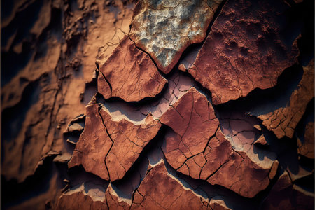 Grunge red and brown rock texture, cracked mountain surfaceの素材