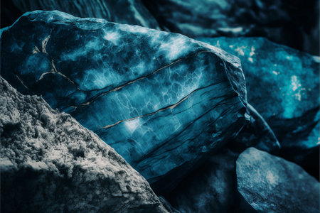 Turquoise stone background. Close up view, toned rock texture.の素材