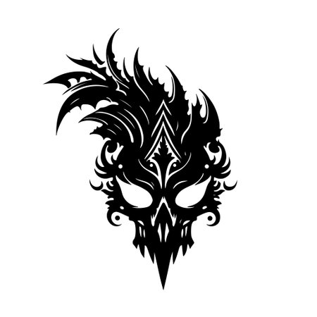 Abstract, ornamental dragon skull sign. Illustration for tattoo, embroidery, logo, emblem, laser cutting, sublimation.のイラスト素材