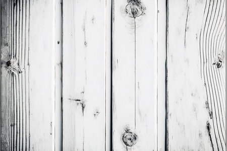 White stained wooden boards with knots. Old wood background or texture.の素材