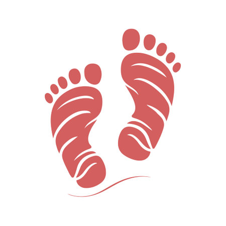 Whimsical baby foot vector illustration for birth announcements, greeting cards, nursery decor, kid's room decor, wall art.のイラスト素材