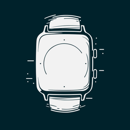 Smartwatch silhouette on dark background. Versatile vector illustration perfect for technology, wearables, fitness, and health-related designs.のイラスト素材