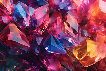 Texture of jewel crystals. Precious gemstone pattern, Generative AI illustration.の素材