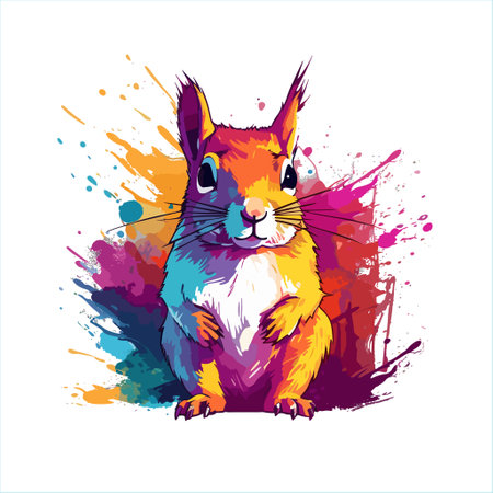 A colorful painting of a squirrel on a white background. Vector illustration in graffity style for t-shirts, mugs, cases, apparel.のイラスト素材