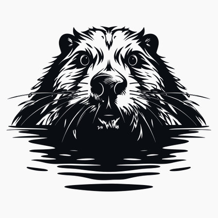 Monochrome beaver glimpse - good for cups, and craft templates.のイラスト素材