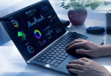 Report with KPI and metrics connected to database. Data management and business analytics...