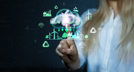 Reduce CO2 emission and Global Warming concept. Development sustainable business based on renewable...