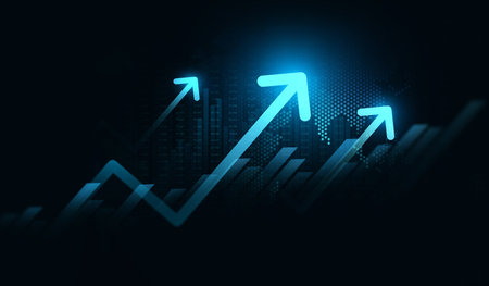 Business growth graph chart and success financial arrow up. Development graph profit and investment.の写真素材