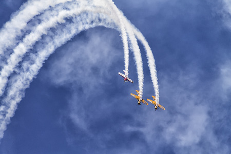 Turkish airplanes in the sky at an air show