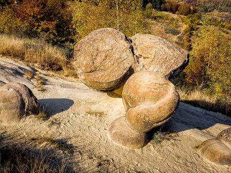 Old trovant -Spectacular rock formations,natural formed living and growing stones,Ulmet, Buzau County, Romaniaの写真素材