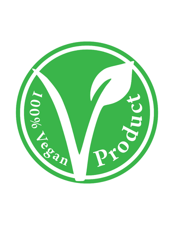 100% vegan product vector symbol template. print ready green stickerのイラスト素材