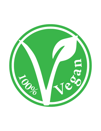 100% vegan product vector symbol template. print ready green stickerのイラスト素材