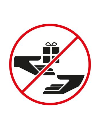 Bribe not allowed giving presents black red white ban sign prohibition symbolのイラスト素材