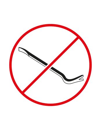 Crowbar usage not allowed black red white ban sign prohibition symbolのイラスト素材