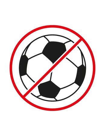 Football not allowed black red white ban sign prohibition symbolのイラスト素材