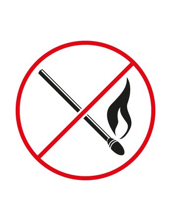 Lighting fire not allowed black white red vector sign ban symbolのイラスト素材