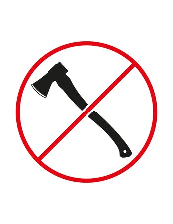 Using axe not allowed black white red vector sign ban symbolのイラスト素材