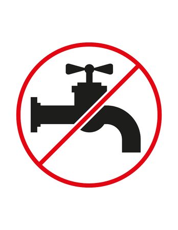 Tap water usage not allowed black white red vector sign ban symbolのイラスト素材