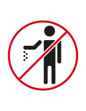 Do not litter throwing away trash not allowed black white red vector sign ban symbolのイラスト素材