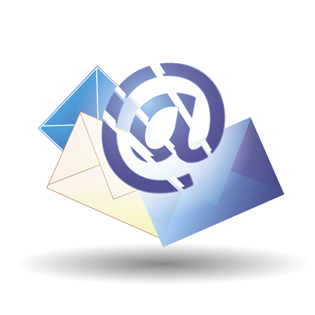 Email blue and envelopes of different colorsのイラスト素材