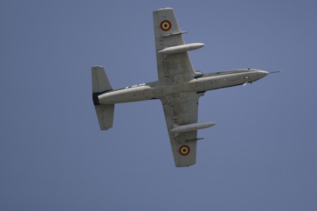 BUCHAREST, ROMANIA - JULY 17: Jet Fighters perform during the airshow on July 17, 2010 on Henri...