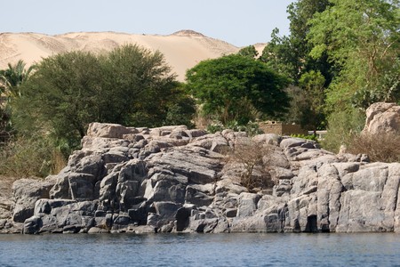 ASWAN, EGYPT - MAY 27: We take a closer look at life on Nile River on MAY 27, 2008, while having a felucca sailboat ride from Aswan to Elephantine Island and to a nubian village.のeditorial素材