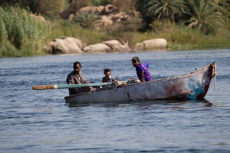 ASWAN, EGYPT - MAY 27: We take a closer look at life on Nile River on MAY 27, 2008, while having a felucca sailboat ride from Aswan to Elephantine Island and to a nubian village.のeditorial素材