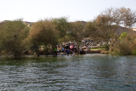 ASWAN, EGYPT - MAY 27: We take a closer look at life on Nile River on MAY 27, 2008, while having a felucca sailboat ride from Aswan to Elephantine Island and to a nubian village.のeditorial素材