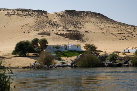 ASWAN, EGYPT - MAY 27: We take a closer look at life on Nile River on MAY 27, 2008, while having a felucca sailboat ride from Aswan to Elephantine Island and to a nubian village.のeditorial素材