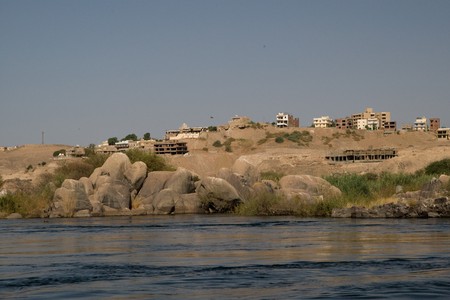 ASWAN, EGYPT - MAY 27: We take a closer look at life on Nile River on MAY 27, 2008, while having a felucca sailboat ride from Aswan to Elephantine Island and to a nubian village.のeditorial素材
