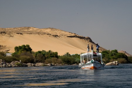 ASWAN, EGYPT - MAY 27: We take a closer look at life on Nile River on MAY 27, 2008, while having a felucca sailboat ride from Aswan to Elephantine Island and to a nubian village.のeditorial素材