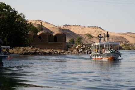 ASWAN, EGYPT - MAY 27: We take a closer look at life on Nile River on MAY 27, 2008, while having a felucca sailboat ride from Aswan to Elephantine Island and to a nubian village.のeditorial素材