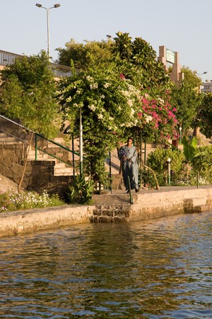 ASWAN, EGYPT - MAY 27: We take a closer look at life on Nile River on MAY 27, 2008, while having a felucca sailboat ride from Aswan to Elephantine Island and to a nubian village.のeditorial素材