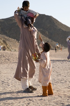 BEDOUIN VILLAGE NEAR HURGHADA, EGYPT - JUNE 2: We take a closer look at people living in a bedouin village near Hurghada, Egypt, in the Sahara Desert, on June 2, 2008.のeditorial素材