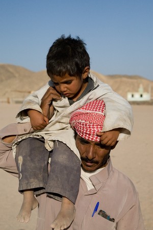 BEDOUIN VILLAGE NEAR HURGHADA, EGYPT - JUNE 2: We take a closer look at people living in a bedouin village near Hurghada, Egypt, in the Sahara Desert, on June 2, 2008.のeditorial素材