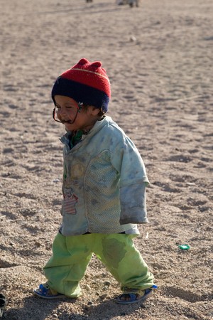 BEDOUIN VILLAGE NEAR HURGHADA, EGYPT - JUNE 2: We take a closer look at people living in a bedouin village near Hurghada, Egypt, in the Sahara Desert, on June 2, 2008.のeditorial素材