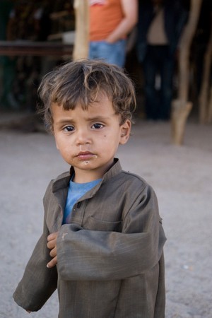 BEDOUIN VILLAGE NEAR HURGHADA, EGYPT - JUNE 2: We take a closer look at people living in a bedouin village near Hurghada, Egypt, in the Sahara Desert, on June 2, 2008.のeditorial素材