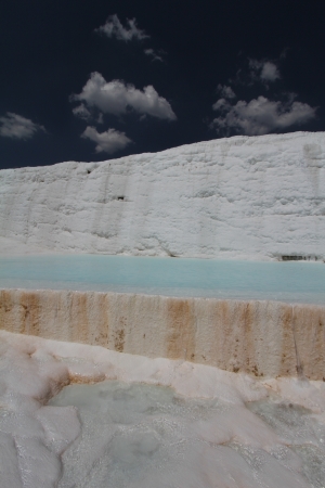 Pamukkale - terraces of carbonate minerals left by the flowing waterの写真素材