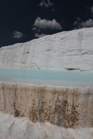 Pamukkale - terraces of carbonate minerals left by the flowing waterの写真素材