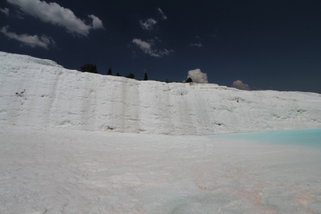Pamukkale - terraces of carbonate minerals left by the flowing waterの写真素材