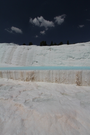 Pamukkale - terraces of carbonate minerals left by the flowing waterの写真素材
