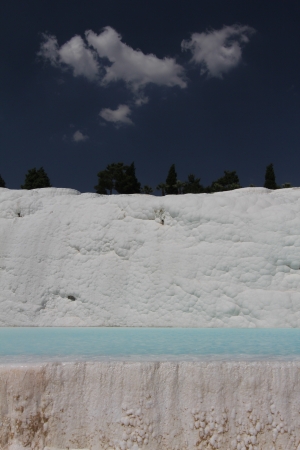 Pamukkale - terraces of carbonate minerals left by the flowing waterの写真素材