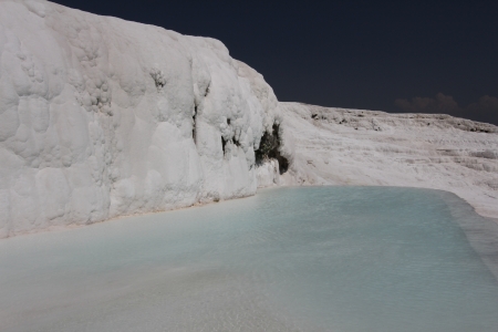 Pamukkale - terraces of carbonate minerals left by the flowing waterの写真素材