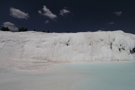 Pamukkale - terraces of carbonate minerals left by the flowing waterの写真素材