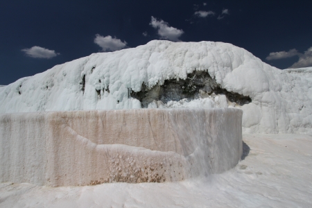 Pamukkale - terraces of carbonate minerals left by the flowing waterの写真素材