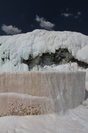 Pamukkale - terraces of carbonate minerals left by the flowing waterの写真素材