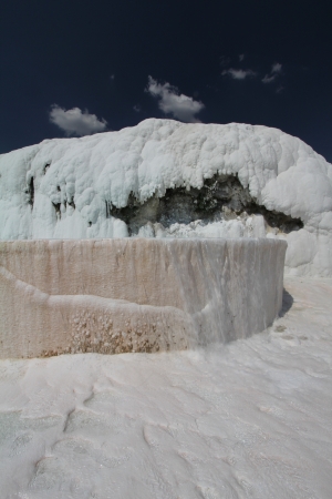 Pamukkale - terraces of carbonate minerals left by the flowing waterの写真素材