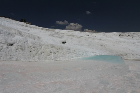 Pamukkale - terraces of carbonate minerals left by the flowing waterの写真素材
